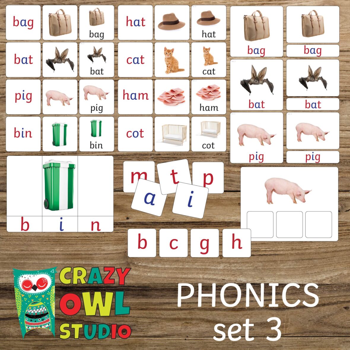 Angličtina phonics – set 3 b c g h