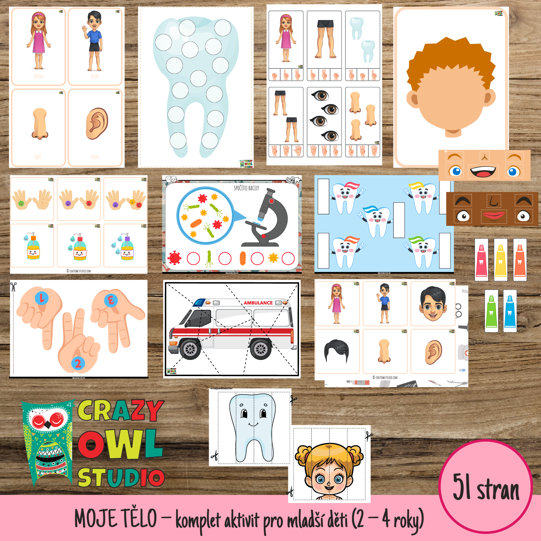 MOJE TĚLO - komplet aktivit pro mladší děti (2 - 4 roky)